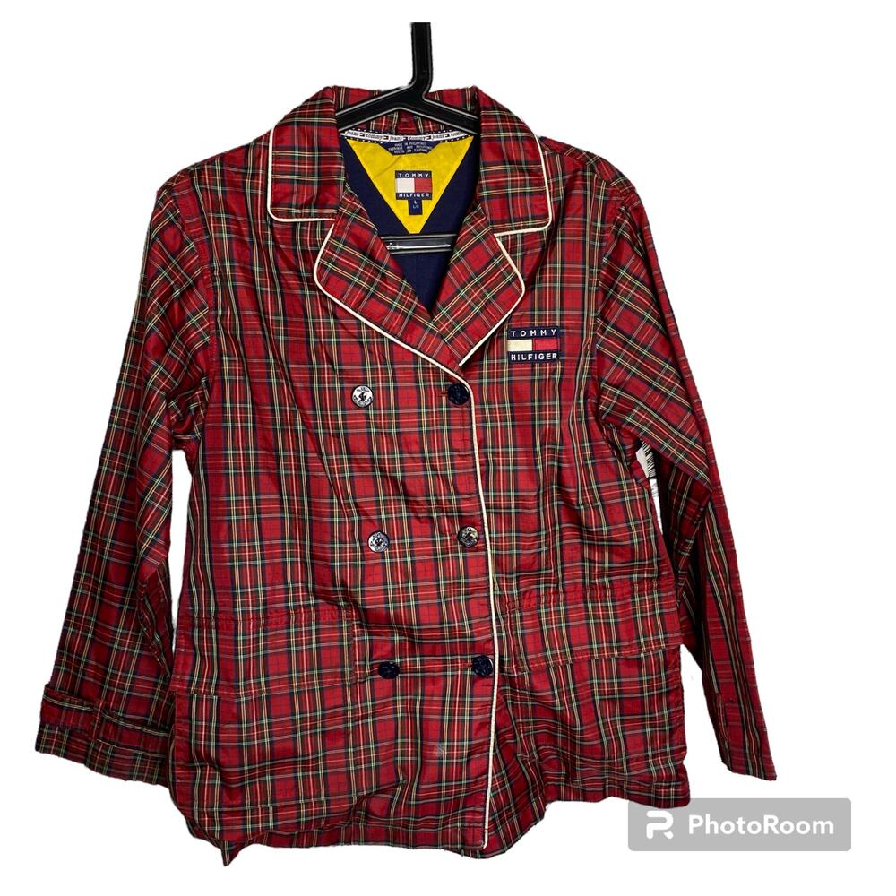 Vintage Tommy Hilfiger Red Plaid Button Front Jacket Women's Size: Large